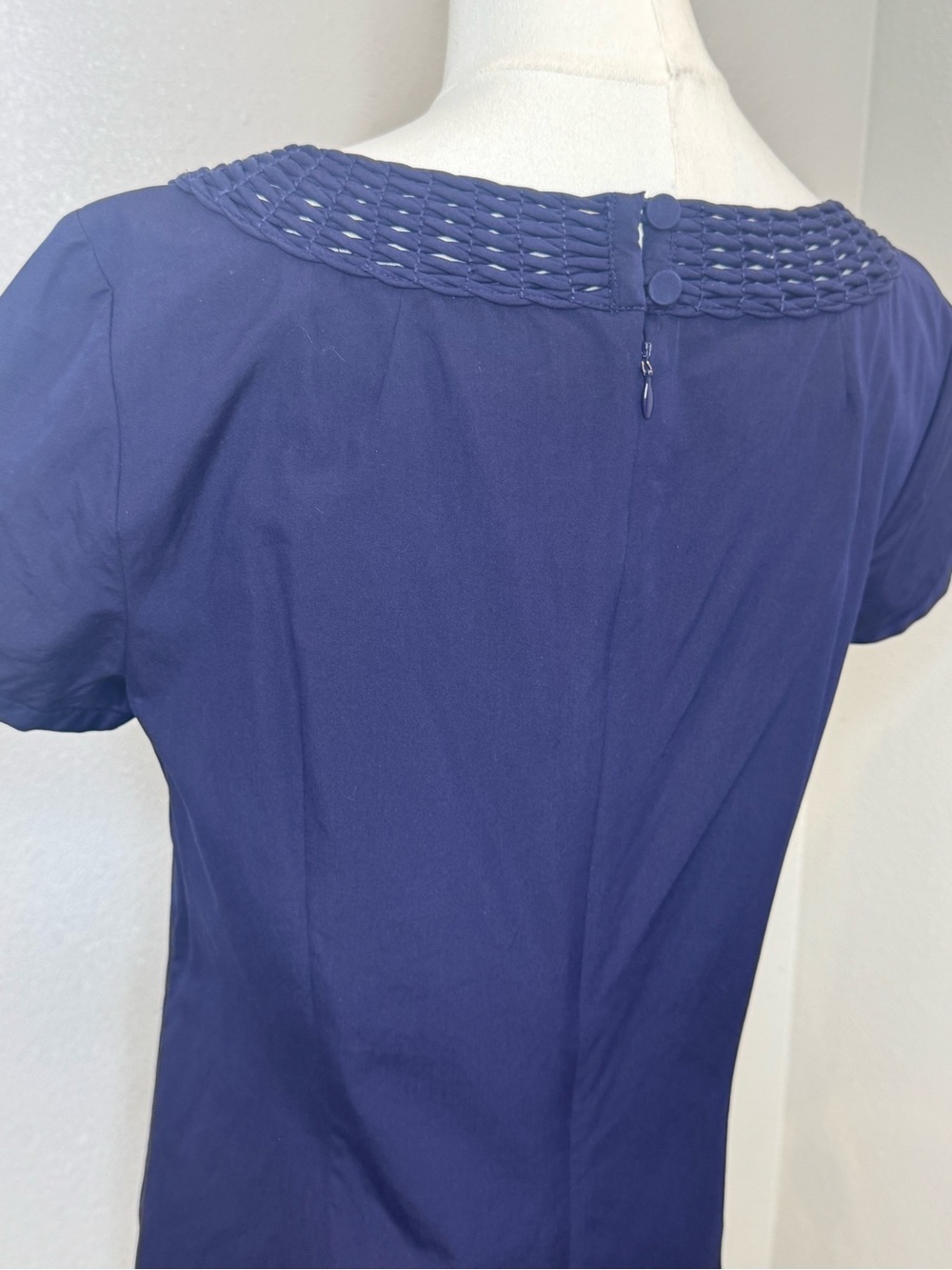 J.Crew Navy Cotton Silk Shift Dress Size 10 Woven Neck Pockets Lined 22888 - Picture 12 of 15